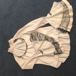 Frilly white button down shirt